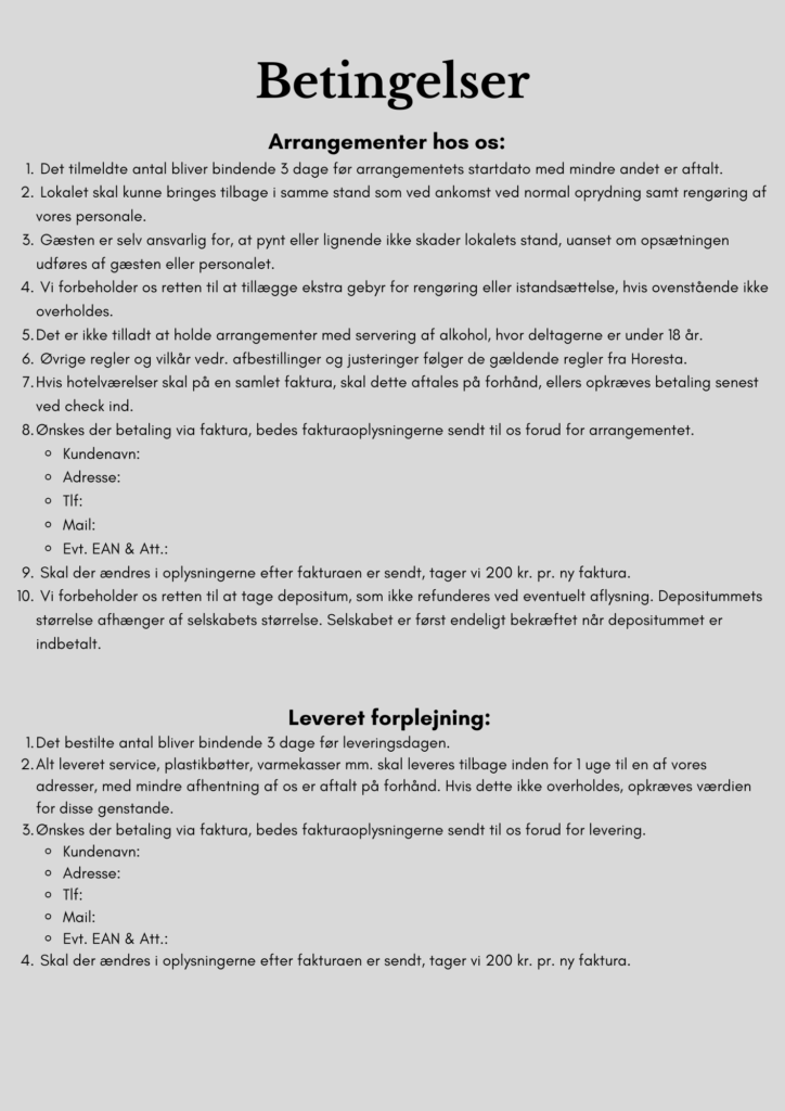 Betingelser for arrangementer-information