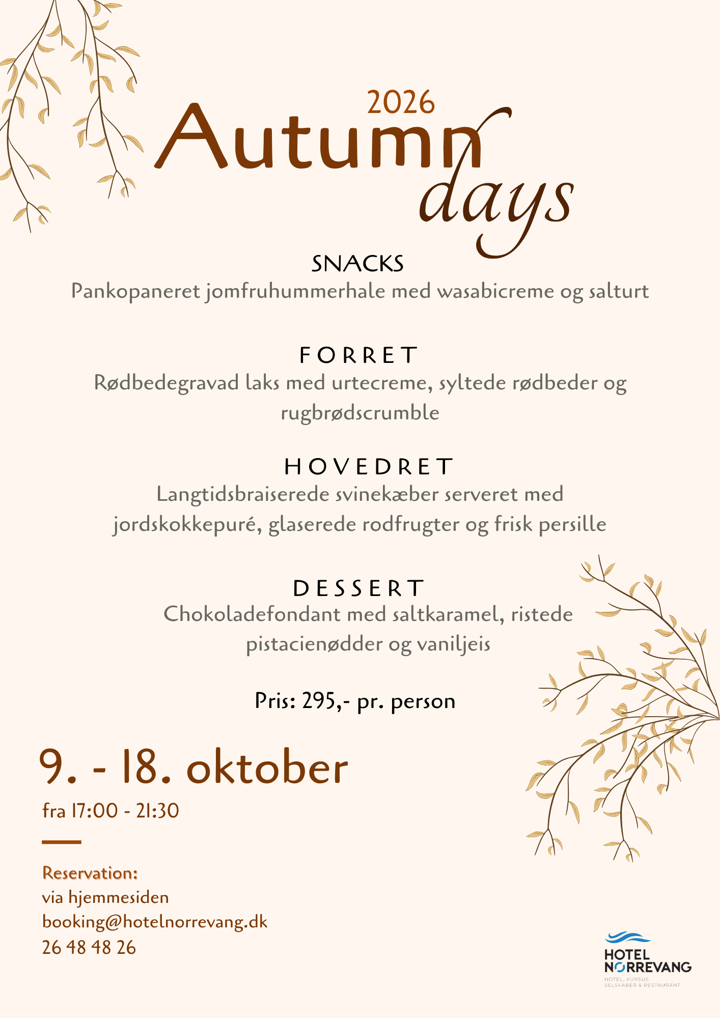 Autumn Days 2026 flyer – Hotel Nørrevang