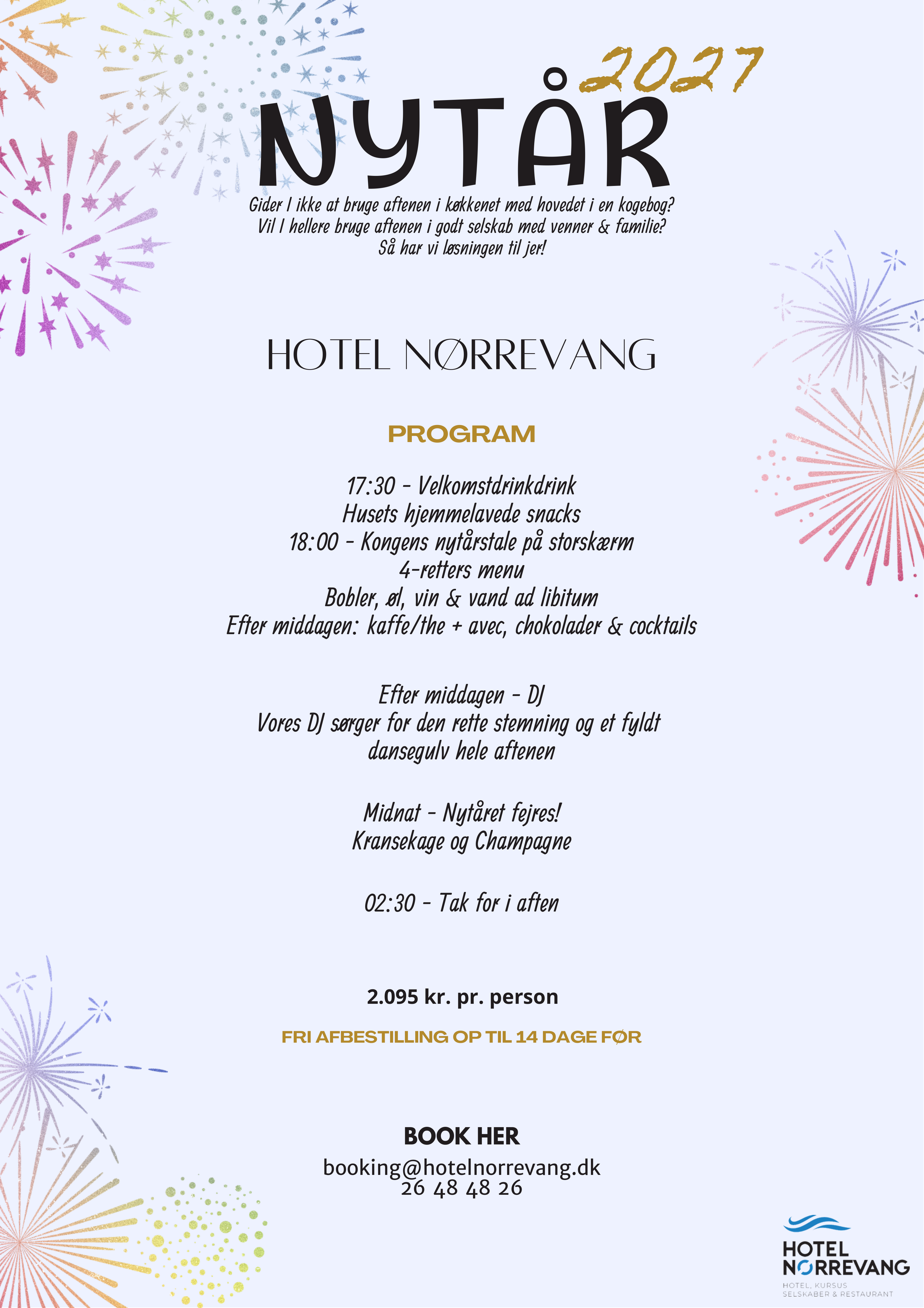 Nytårsfest 2026/27 flyer – program, menu og priser
